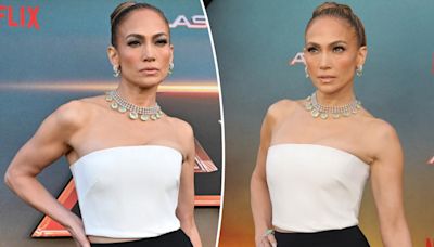 Jennifer Lopez shines in red carpet crop top — and her wedding ring — at ‘Atlas’ premiere sans Ben Affleck