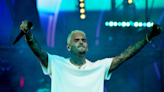 Chris Brown shouts at staff after getting stuck in air during concert