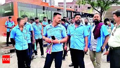 BRTS bus drivers go on strike over unpaid salaries | Surat News - Times of India