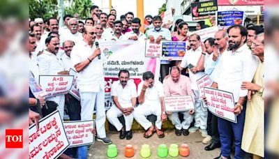 Congress protests Union Budget allocation | Mangaluru News - Times of India