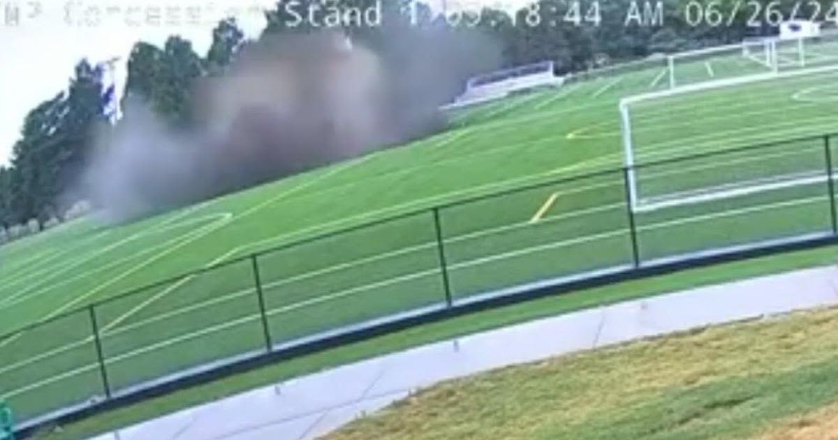 Watch surveillance video of a mine collapse at Gordon Moore Park's athletic field in Alton