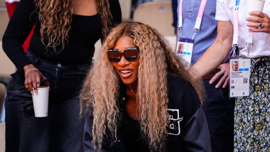 Serena Williams Enthusiastically Watches Olympic Tennis
