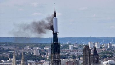 Rouen cathedral evacuated after spire catches fire