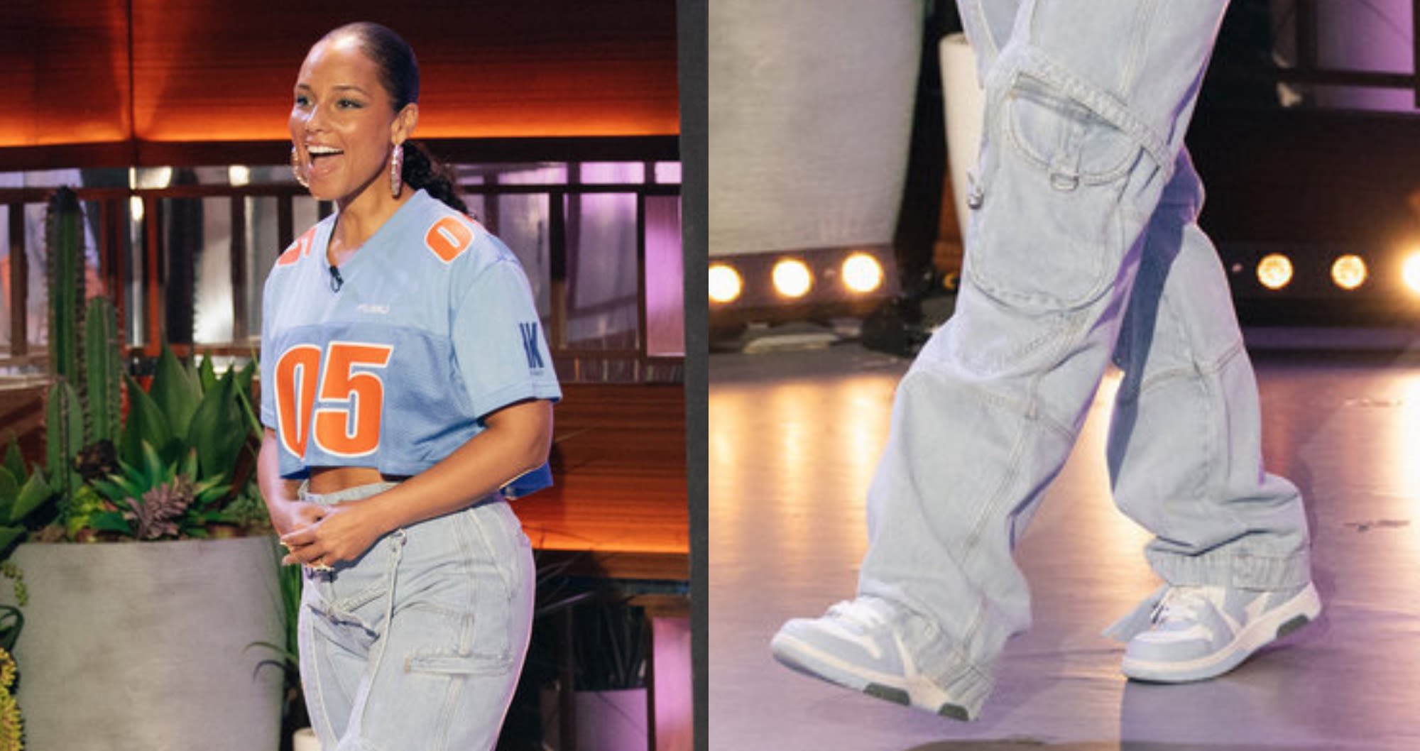 Alicia Keys Gets Sporty in Retro Off-White Sneakers and Cargo Jeans on ‘The Kelly Clarkson Show’