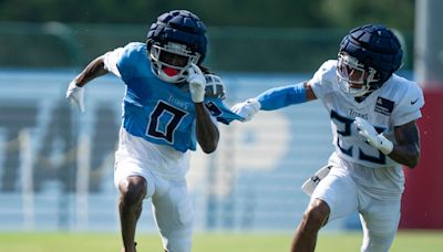 Tennessee Titans' Will Levis, Calvin Ridley, Tyjae Spears practice at training camp