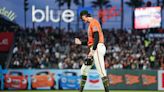 San Francisco Giants pitcher Sean Hjelle reacts after the final out in the top of the fourth inning against the Colorado Rockies at Oracle Park on Friday, May 17, 2024, in San...