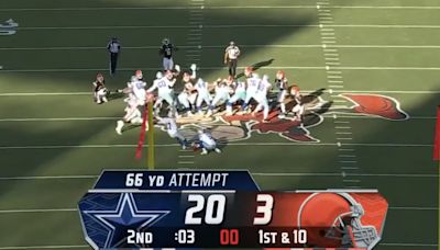 Cowboys kicker nailed longest NFL field goal ever, but penalty waved it off