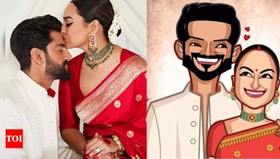 Sonakshi Sinha and Zaheer Iqbal react to heartwarming fan art celebrating their memorable wedding photo | Hindi Movie News - Times of India