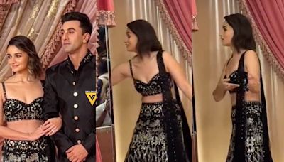 Alia Bhatt Pulls Shy Ranbir Kapoor to Pose Together at Anant-Radhika's Sangeet, He Walks Away | Watch - News18