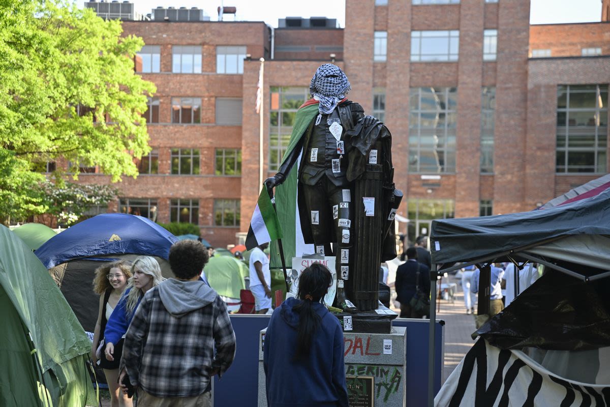 Fact Check: A George Washington Statue at GWU Was Allegedly Defaced by Pro-Palestinian Protesters. Here's the Evidence