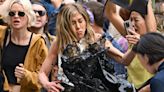 Jennifer Aniston gets oil thrown at her during The Morning Show shoot