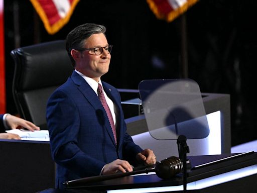 Mike Johnson makes a sharp exit from RNC stage after teleprompter cuts out during speech