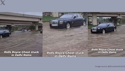 ‘Tractor hi lena padega’: Rolls Royce Ghost stuck in rainwater in Delhi draws hilarious reactions