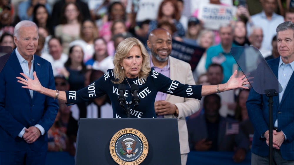 Jill Biden Encourages Voters With Christian Siriano Dress at Rally in North Carolina