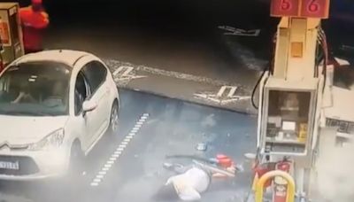 Se conoció el video del choque de Tiago Palacios en la estación de servicio: su repudiable reacción con la empleada herida