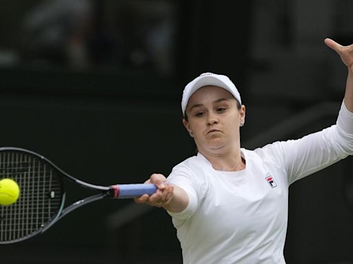 Ash Barty plays exhibition doubles match at Wimbledon but happy to stay retired