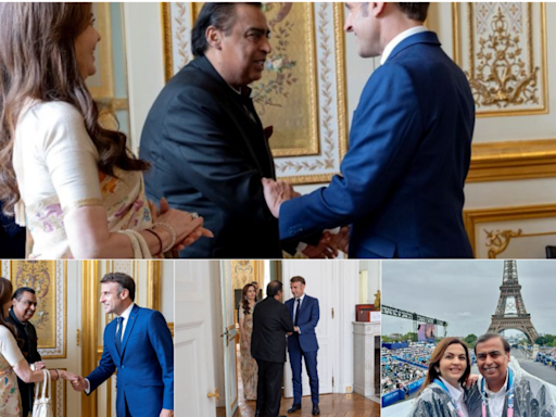 Mukesh Ambani And Nita Ambani Meet French President Macron At Paris Olympics 2024