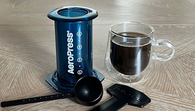 The AeroPress Clear Colors coffee press puts the simplicity back into making a brew