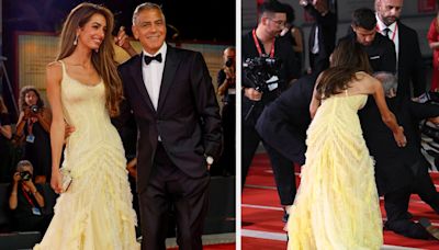 George Clooney Springs Into Action After Incident On The The Venice Film Festival Red Carpet