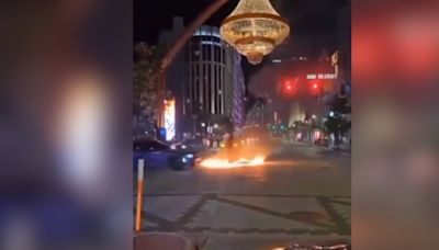 WATCH: Video shows vehicle doing doughnuts around fire under Playhouse Square chandelier