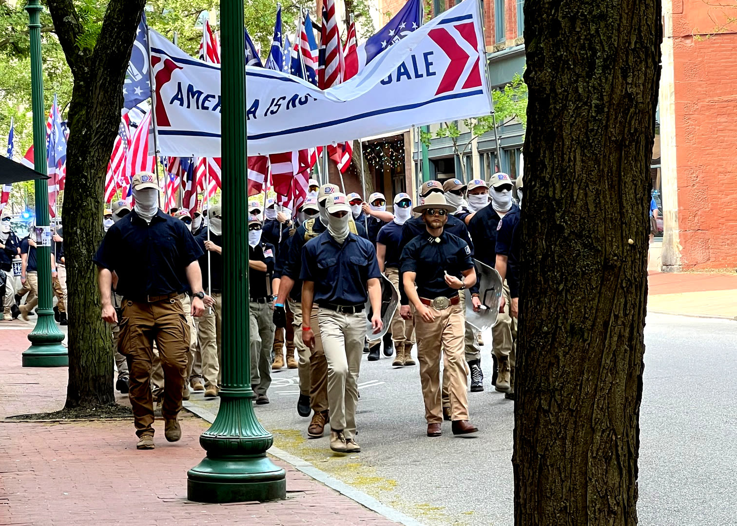 White Supremacist Group Marches Though Downtown Charleston Saturday - West Virginia Public Broadcasting