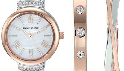 Anne Klein Women's Premium Crystal Accented Bangle Watch Set, Now 73% Off