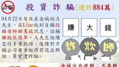 LINE「投顧老師」稱賺錢很簡單！金門男赴台面交遭詐880萬