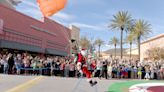 Santa parachutes into Janss Marketplace for Black Friday