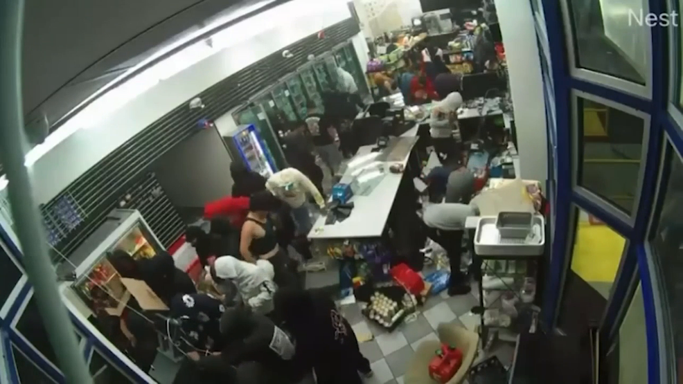 VIDEO: Flash mob causes $100,000 in damages at Oakland gas station