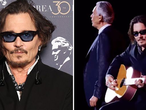 Johnny Depp performs with Andrea Bocelli in 30th anniversary concert footage