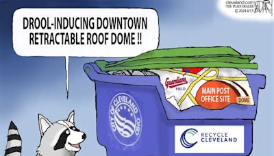 Discarded downtown dome site: Darcy cartoon