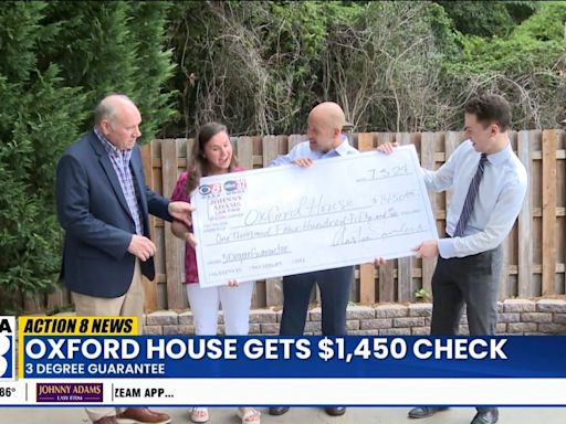 3 Degree Guarantee: Oxford House gets $1,450 check - WAKA 8