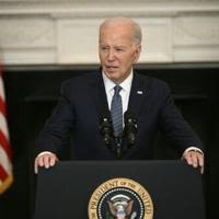 US President Joe Biden delivers his televised address from the State Dining Room of the White House