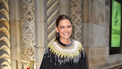 Katie Holmes’s Artful Black Gown Looks Like It’s Dripping With Sequins