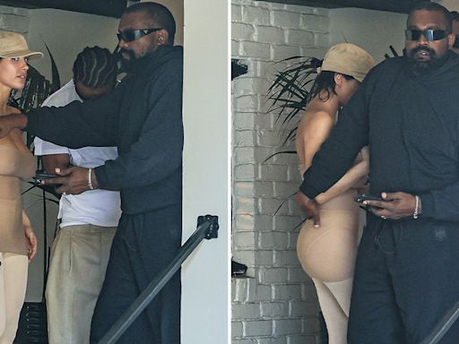 Kanye West Protective of Wife Bianca Censori While Out in All-Nude Ensemble