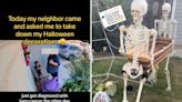 A man asked his neighbor to take down her 'morbid' Halloween decorations after his father was diagnosed with cancer. Her empathetic response went viral.