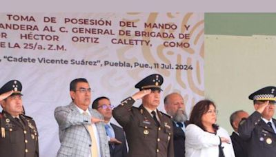 Toma protesta el general de Brigada Héctor Ortiz Caletty como comandante de la XXV Zona Militar en Puebla - Puebla