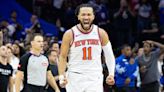 Knicks fans celebrate their NBA playoff series victory over 76ers in Philadelphia