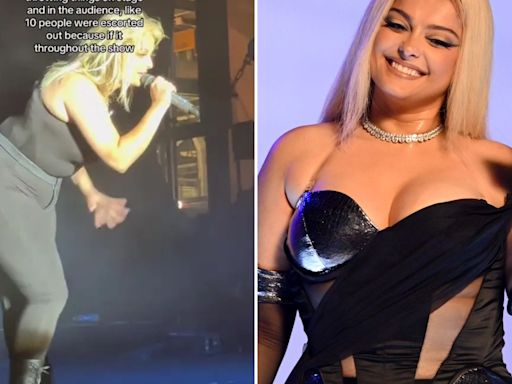 Watch the dramatic moment furious Bebe Rexha kicks TEN fans out of her gig