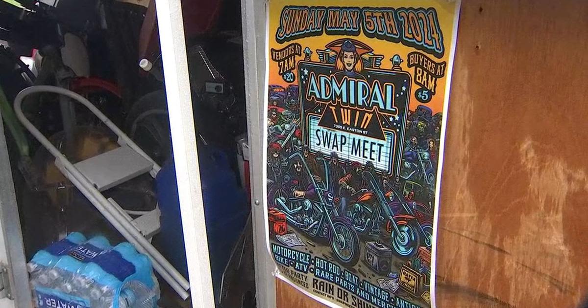 Motorcycle swap meet held at Admiral Twin Drive-In