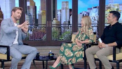 Kelly Ripa checks in on Chris Hemsworth after he loudly punches his fists together on 'Live': "Are you OK?"