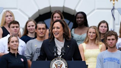 Kamala Harris applauds Biden’s ‘unmatched’ legacy in first remarks since presidential endorsement