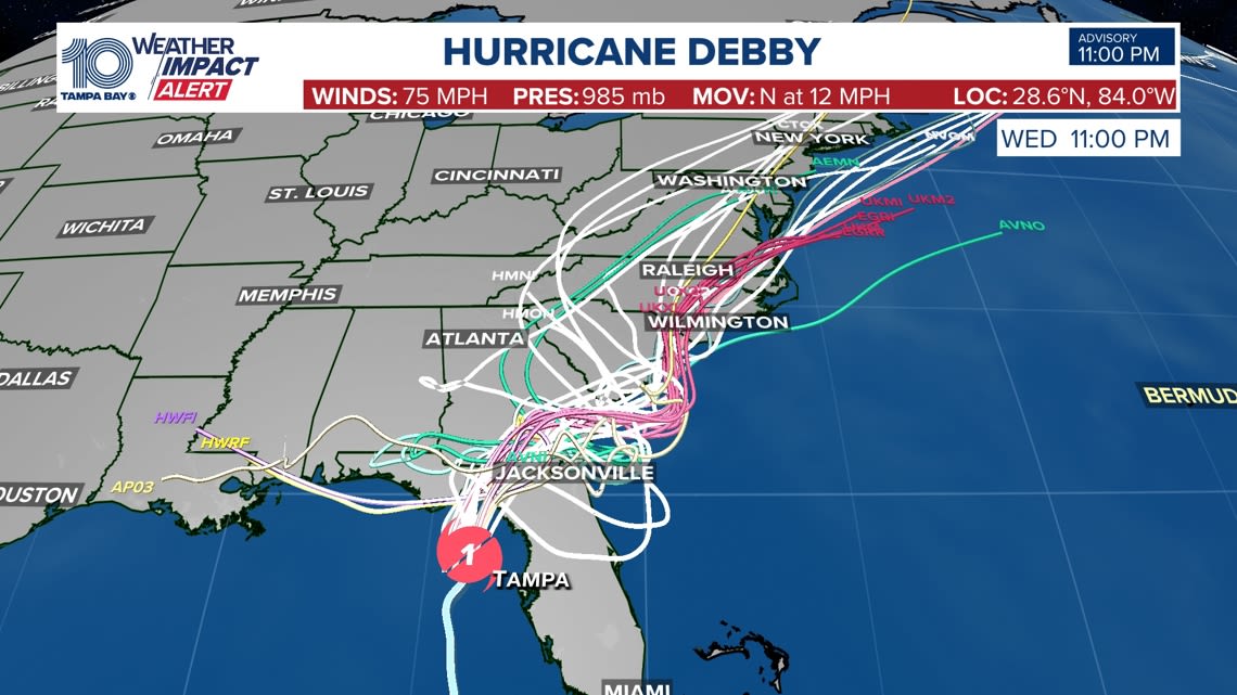 TRACKER: Watch Hurricane Debby using spaghetti models, forecast cone, alerts