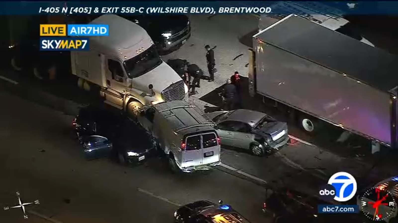 Chase suspect driving wrong-way crashes into oncoming traffic on 405 Freeway in Brentwood