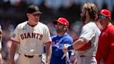 Phillies, Giants benches clear after sequence of close pitches nearly hit Phillies' Bryce Harper