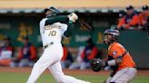 Pinder slam lifts A's, trade target Montas over Astros 5-3