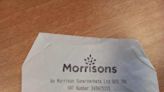 'High Wycome?' Wycombe's name is incorrectly spelt on Morrisons receipt