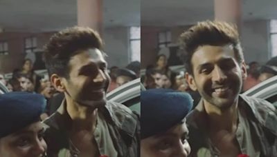 Kartik Aaryan Blushes As He Gets A Sweet Welcome By A Woman Police Officer At Chandu Champion Trailer...