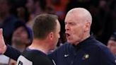 Indiana Pacers head coach Rick Carlisle, at right arguing a call with referee Josh Tiven, was fined $35,000 by the NBA on Friday for criticizing the officiating and questioning the integrity of the league