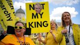 Anti-monarchists hold demonstration against King in Trafalgar Square